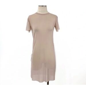 Wilfred Free Aritzia Women's Sheer Mesh Short Sleeve  Dress In Camille Small